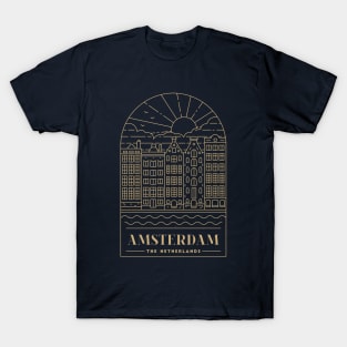 Amsterdam, The Netherlands Monoline - Gold T-Shirt